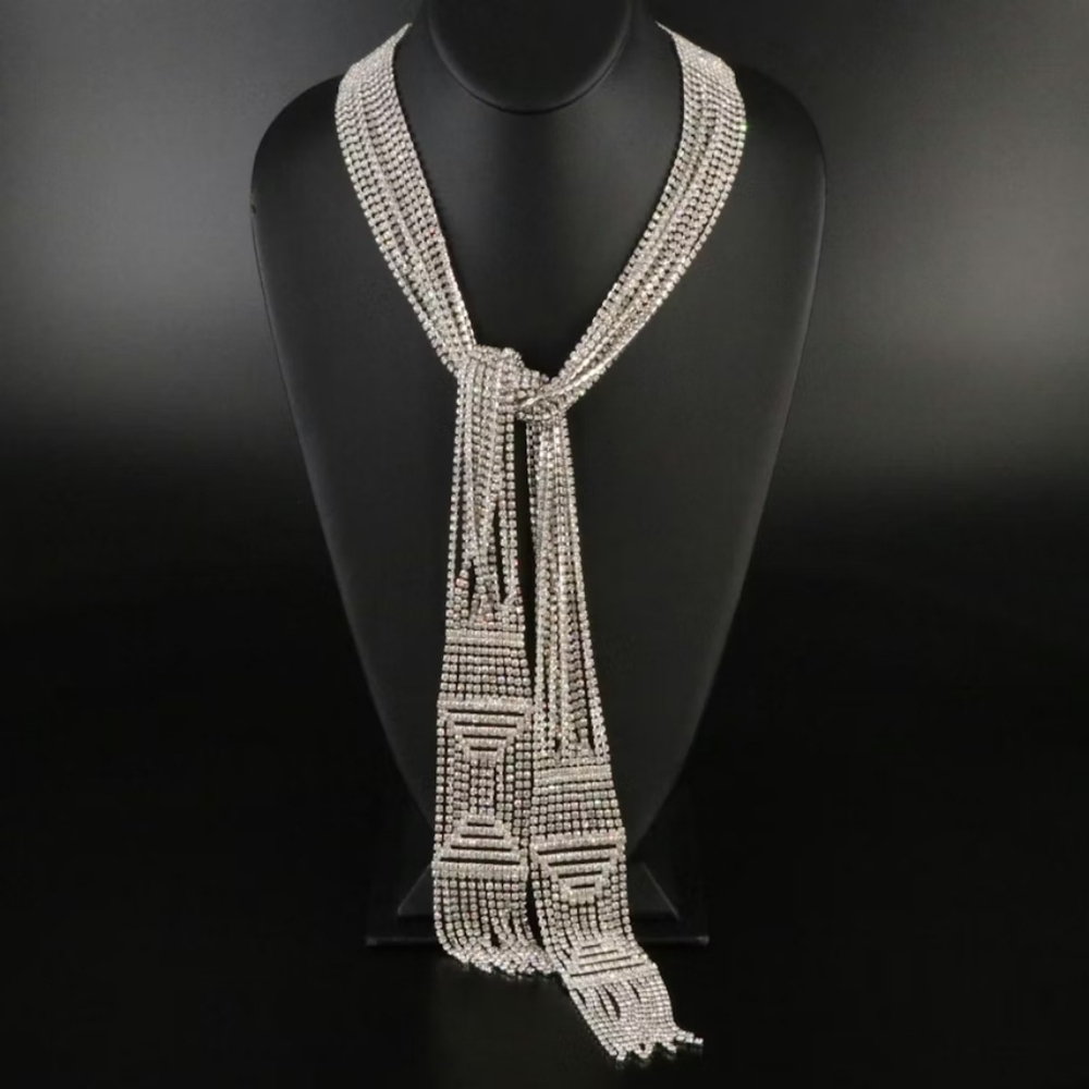 Pauline Trigère Rhinestone Sautoir Necklace